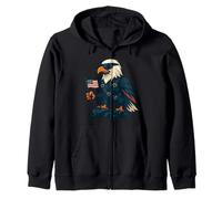 Aigle de la liberté Debout avec Drapeau américain Sweat à Capuche