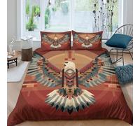 Aigle en vol géométrique Parure De Lit 3D Art aborigène du Sud Microfibre avec Housse De Couette Et Taies d'oreiller en - pour Adultes Et Enfants Double(200x200cm)