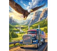 Aigle et camion sur l'autoroute 500 Pieces Casse-tête Collectionneur En Carton Anti-Déchirure Animal sauvage et animal de compagnie Haute Difficulté Décoration Murale Collection Cadeau Noël Qualité Pr