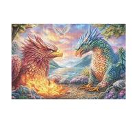Aigle et Dragon se Font Face au Bord du lac Puzzles 1000 Pièces pour Adultes Educa Relaxant Décoration Intérieure Artistique Famille Challenge Difficile Assemblage Amusant 1000 PCS