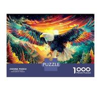 Aigle Fireworks Puzzle 1000 Pièces Carton Épais Seniors Soleil couchant Aigle Stimulant Divertissement sans Écran Assemblage Parfait Pas De Bavures 70x50cm/1000pcs