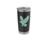 Aigle Fleuri Oiseau Ailes Art Botanique Gobelet isotherme en acier inoxydable double paroi
