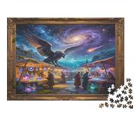 Aigle Géant Fantastique Marché Nocturne Puzzle 1000 Pièces Papier pour Adultes Scène Céleste Magique Jeu de Puzzle Cadeau Relaxant 38x26cm/1000pcs