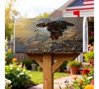 Aigle - Housses magnétiques pour boîte aux lettres avec plumes réalistes et rochers pour extérieur, décoration de jardin, terrasse, 53,3 x 64,9 cm