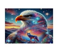 Aigle Loup Étoiles Puzzle, 1000 Pcs Jeu D'intérieur Adulte | 52x38cm Carton, Exercice Mental, Finition Surface Lisse, Amateurs D'art, Réduction Du Stress