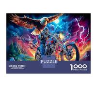Aigle Motard sur Une Moto 1000 Pièces Coffret Puzzle Art d'aventure Puzzle Premium Carton Solide - DIY Familial Trop Amusant, Belle Déco, Cadeau D’Anniversaire pour Adultes Et Enfants 52x38cm/1000pcs
