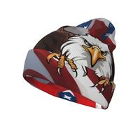 Aigle patriotique avec imprimé drapeau américain chapeau tricoté élastique confortable pour temps froid accessoire tendance casquette décontractée noir