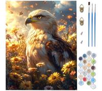 aigle Peinture par Numéros pour Adulte,DIY Numero d'Art Kits avec 3 Pinceaux et Acrylique,Kit Creatif Adulte marguerite Paint by Numbers pour Decoration Chambre Halloween,(Sans Cadre) 30x40cm D1-146