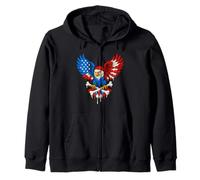 Aigle pirate patriotique drapeau américain crâne os 4 juillet Sweat à Capuche