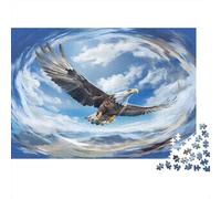 Aigle Planant Art Nature Vie Sauvage 1000 Pièces pour Femmes et Hommes Aigle Volant dans Une Sphère de Cristal Jeu Familial Amusant et Stimulant Idée Cadeau 70x50cm/1000pcs