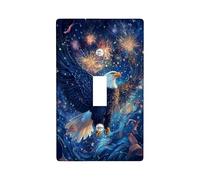 Aigle Plaque de protection pour interrupteur à bascule en plastique bleu de taille standard pour interrupteur à bascule, feux d'artifice patriotiques festifs, étoiles, jour de l'indépendance