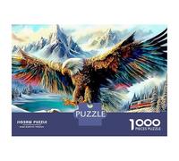 Aigle Puzzle Adulte Aigle Over Snowy Mountain Peak 1000 Pcs Carton Recyclé pour Amateurs Impression HD Décoration Murale Exclusif Emballage Élégant Haute Qualité 70x50cm/1000pcs