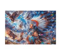 Aigle Royal coloré Style Indien 1000 Pieces Casse tête Personne Âgée en Carton Rigide sans Déformation Créatures célestes splendides Facile Débutant Thérapie Occupationnelle Anti Stress Petit