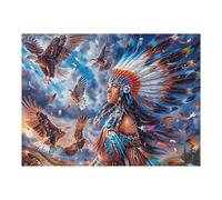 Aigle Royal coloré Style Indien 1000 Pièces Puzzle Adulte en Carton Rigide Haute Qualité Créatures célestes splendides Difficile Niveau Expert Anti Stress Jeu De Société Idée Cadeau Anniversaire Prem