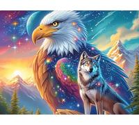 Aigle Royal coloré Style Indien 1000 Pièces Puzzle Créatif en Carton Rigide sans Déformation Colorful Fantasy Faune Sauvage Difficulté Moyenne Activité Manuelle Loisir Créatif Cadeau Créatif Anni