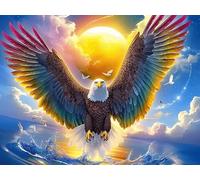 Aigle Royal coloré Style Indien 500 Pieces Casse-tête Personne Âgée en Carton Rigide sans Déformation Animaux fantastiques vibrants Facile Débutant Thérapie Occupationnelle Anti-Stress Petit Prix