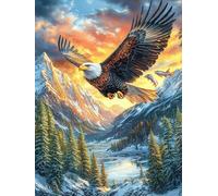 Aigle Royal dans Les Montagnes Sky 300 Pièces Puzzle Débutant en Carton sans Déformation Rêve de Peinture à l'huile Conte de fées Facile Apprentissage Anti-Stress Passe-Temps Idée Cadeau Saint Valen