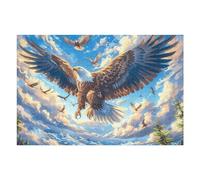 Aigle Royal Volant Ciel Bleu 1000 Pieces Casse-tête Créatif en Carton Épais Rigide Difficulté Moyenne Activité Manuelle Loisir Créatif Cadeau Noël Qualité Premium 1000 PCS/75x50cm