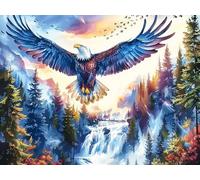 Aigle Royal Volant Ciel Bleu 1000 Pièces Puzzle Débutant en Carton sans Déformation Faune pittoresque rêveuse Facile Apprentissage Anti-Stress Passe-Temps Idée Cadeau Saint Valentin Premium 1000 PCS