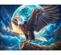Aigle Royal Volant Ciel étoilé au Clair de Lune 500 Pièces Puzzle Créatif en Carton Anti-Déchirure Animaux fantastiques vibrants Difficulté Moyenne Activité Manuelle Loisir Créatif Cadeau Fête des Mè