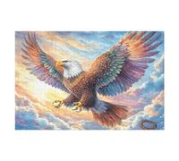 Aigle Royal Volant Coucher de Soleil 1000 Pieces Casse tête Collectionneur en Carton sans Déformation Créatures célestes splendides Très Difficile Motif Complexe Décoration Murale Cadeau Noël Premium