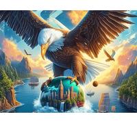 Aigle Royal Volant thème Terre 500 Pièces Puzzle Expert Confirmé en Carton Rigide Haute Densité Faune Sauvage Très Difficile Motif Complexe Décoration Murale Cadeau Premium 500 PCS