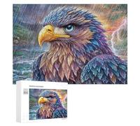 Aigle sur Le Mur Devant Le château Mystique Puzzle 300 Pièces pour Couples Collaboration À Domicile Pensée Stratégique Cadeau pour Romance 300 PCS
