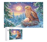 Aigle sur Le Rocher avec des Fleurs et Coucher de Soleil Puzzle 1000 Pièces pour Famille Soirée Puzzle Résolution De Problèmes Cadeau pour Cohésion 1000 PCS