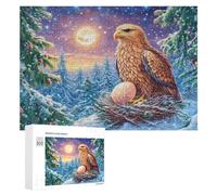 Aigle sur Le Rocher avec des Fleurs et Coucher de Soleil Puzzle 300 Pièces pour Adultes Moment Calme Entraînement Mental Cadeau pour Quotidien 300 PCS