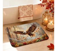Aigle - Tapis de salle de bain en fourrure absorbant à séchage rapide pour lavabo, décoration de sol, motif feuilles rustiques, forêt, automne, marron, 40,6 x 61 cm