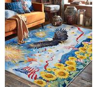 Aigle - Tapis de sol rectangulaire à poils courts pour salon, chambre à coucher, salle de ortoir, université, bleu - 1,5 x 2,1 m