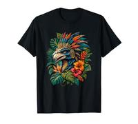 Aigle Tropical aztèque Guerrier avec Fleurs colorées de la Jungle T-Shirt