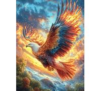Aigle volant au-dessus de la vallée de montagne 300 Pièces Puzzle Débutant En Carton Haute Densité Scène de conte de fées dessin animé Facile Apprentissage Anti-Stress Passe-Temps Cadeau Fête Des Mère