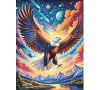 Aigle volant au-dessus d'un ciel cosmique 300 Pieces Casse-tête Débutant En Carton Haute Qualité Rêve magique de science-fiction Facile Apprentissage Loisir Créatif Décoration Murale Cadeau Saint Vale