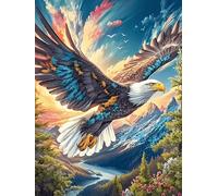 Aigle Volant au-Dessus d'un Coucher de Soleil montagneux 500 Pièces Puzzle Collectionneur en Carton Rigide sans Déformation Haute Difficulté Niveau Expert Décoration Murale Cadeau Fête 500 PCS