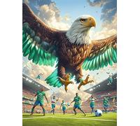 Aigle volant au-dessus d'un match de football 300 Pieces Casse-tête Créatif En Carton Épais Rigide faune et flore Difficulté Moyenne Activité Manuelle Loisir Créatif Cadeau Noël Pas Cher Premium 300 P