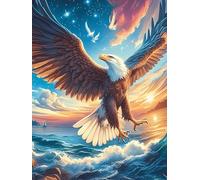Aigle volant au-dessus d'une cascade 1000 Pièces Puzzle Expert Confirmé En Carton Sans Déformation Animal sauvage et animal de compagnie Très Difficile Décoration Murale Collection Cadeau Fête Des Pèr