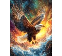 Aigle Volant au-Dessus d'une vallée de Montagne Ardente 300 Pièces Puzzle Expert Confirmé en Carton sans Déformation Rêve Magique de Science-Fiction Très Difficile Décoration Murale Collection Cadeau