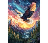 Aigle volant au-dessus d'une vallée de montagne ardente 500 Pièces Puzzle Débutant En Carton Haute Densité Animaux et plantes Facile Apprentissage Anti-Stress Passe-Temps Cadeau Fête Des Mères Haute Q