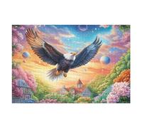 Aigle Volant dans Les Nuages au Coucher de Soleil 1000 Pieces Casse-tête Créatif en Carton Rigide sans Déformation Difficulté Moyenne Activité Manuelle Cadeau Saint Valentin Créatif 1000 PCS