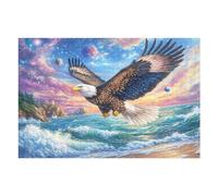 Aigle Volant dans Les Vagues 1000 Pièces Puzzle Adulte en Carton Rigide Haute Qualité Raptor Ocean Surf Très Difficile Haute Difficulté Anti-Stress Décoration Murale Idée Cadeau Premium 1000 PCS