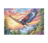 Aigle Volant Luminescent 1000 Pièces Puzzle Adulte en Carton Haute Qualité Épais Raptor Pine Sunset Difficile Moyenne Anti-Stress Décoration Murale Idée Cadeau Saint Valentin 1000 PCS