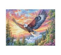 Aigle Volant Luminescent 500 Pièces Puzzle Débutant en Carton sans Déformation Raptor Pine Sunset Facile Apprentissage Anti-Stress Passe-Temps Idée Cadeau Saint Valentin Premium 500 PCS
