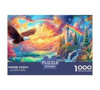Aigle Vole près d'un Phare avec Un Arc-en-Ciel et la mer Puzzle De 1000 Pièces Eagle Qualité Premium, Excellent Jeu pour Adultes Et Enfants 38x26cm/1000pcs