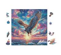 Aigle with Arc-en-Ciel Wings 100 Pieces Casse-tête Amateur d'art en Voitureton Haute Densité Difficile Niveau Expert Décoration Murale Salon Cadeau Fête des Mères 28x28cm
