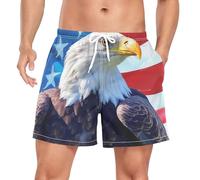 Aigles Oiseau Drapeau USA Homme Short de Bain Respirant Séchage Rapide Maillot de Bains Etanche Plage Été Beach Shorts