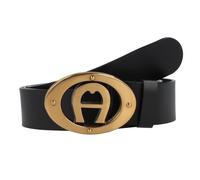 AIGNER Logo Ceinture Cuir véritable 115 cm noir