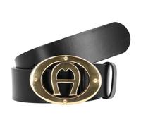 AIGNER Logo Ceinture Cuir véritable 95 cm noir