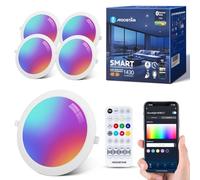 Aigostar 15W Spot LED Encastrable Bluethooth Mesh, Smart Plafonnier Encastré Couleur Changement Compatible avec Alexa, RGB Dimmable et Blanche Réglable 2700-6500K, Ф150-160mm, 1430LM, IP44, 4 Pièces