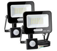 Aigostar 20W Projecteur LED Détecteur de Mouvement, 1650LM Ultra Mince Spot LED Extérieur Avec Détecteur, Blanc Froid 6500K, Lumière de Sécurité Etanche IP65 pour Jardin, Patio, Cour, Allée,Lot de 2